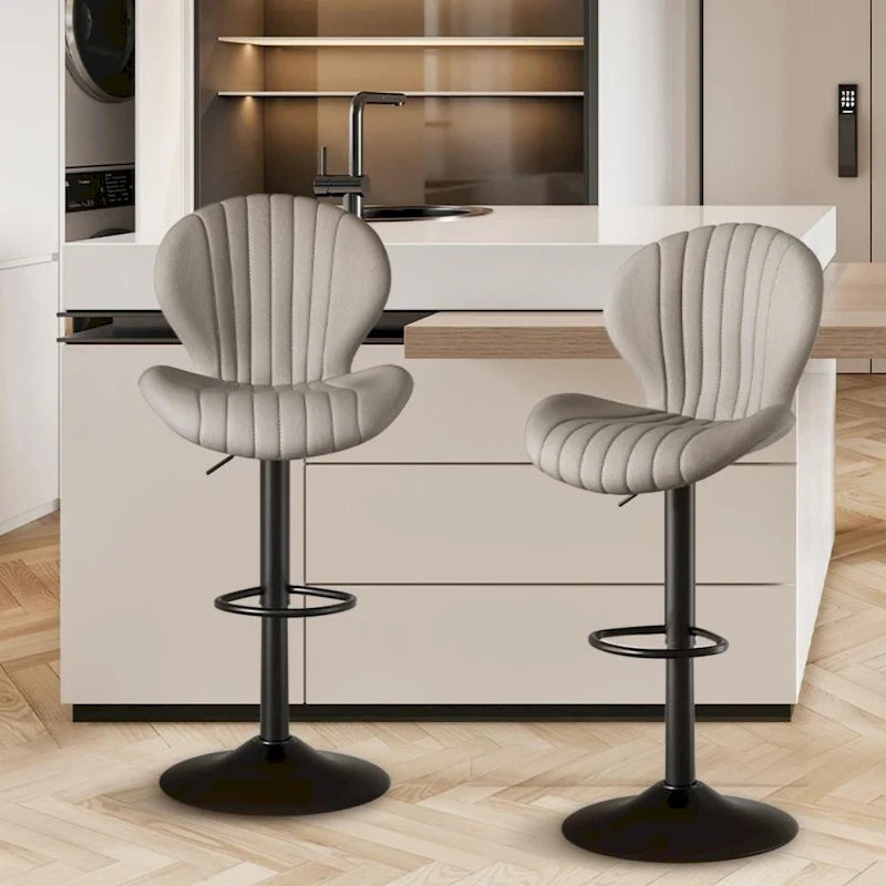 Tabouret de bar moderne en tissu avec piètement en fer - Lot de 2