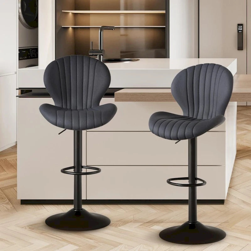 Tabouret de bar moderne en tissu avec piètement en fer - Lot de 2