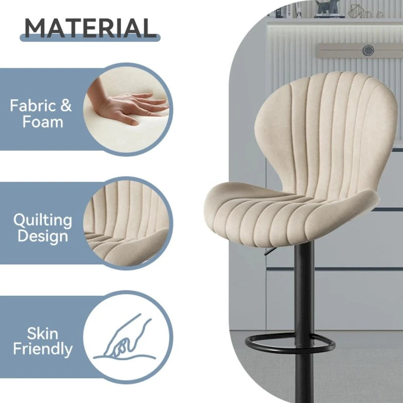 Tabouret de bar moderne en tissu avec piètement en fer - Lot de 2