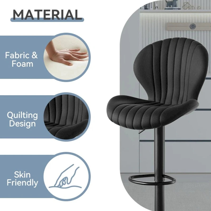 Tabouret de bar moderne en tissu avec piètement en fer - Lot de 2