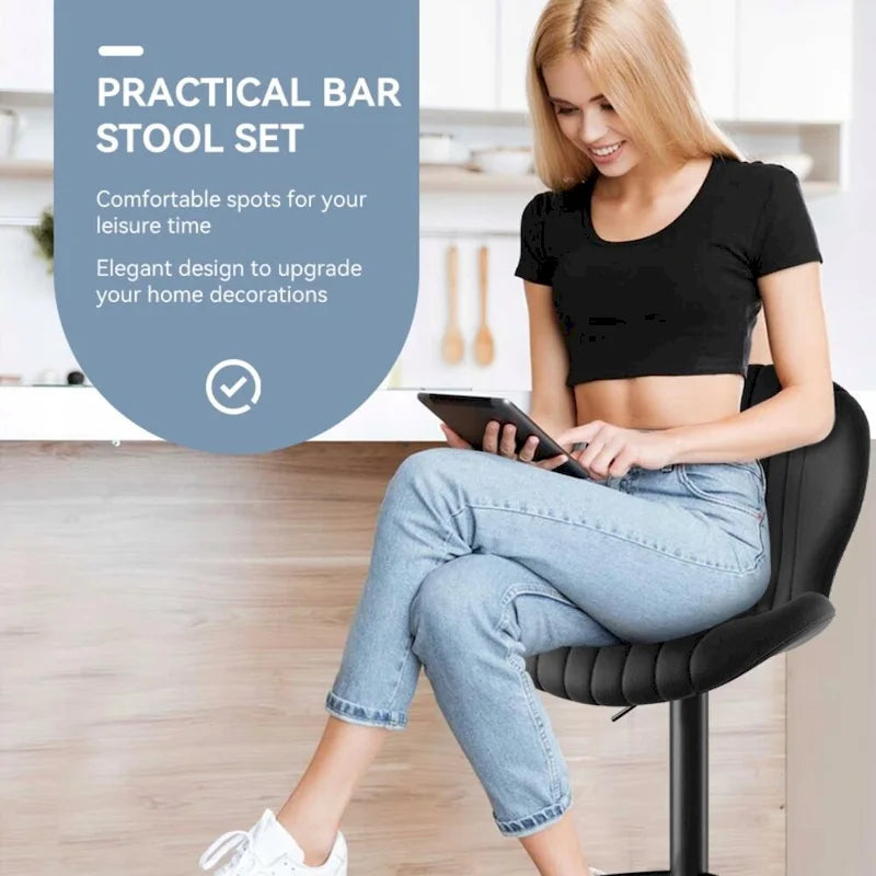 Tabouret de bar moderne en tissu avec piètement en fer - Lot de 2